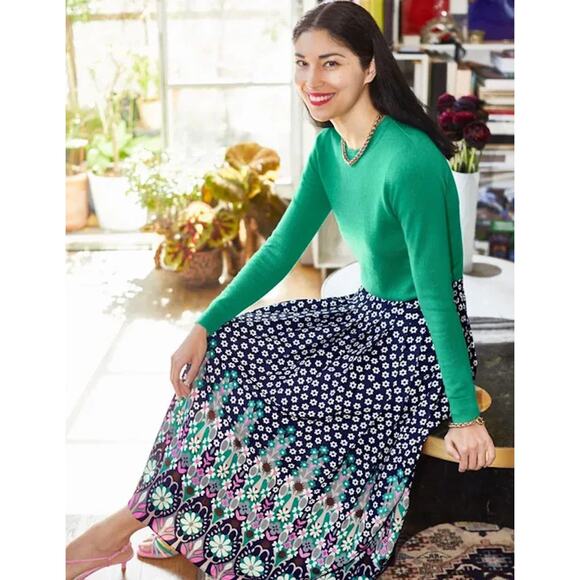 Boden Musgrave Skirt Pleated Black Pink Purple Floral Midi Elegant Glam 4 NWOT - Picture 2 of 12